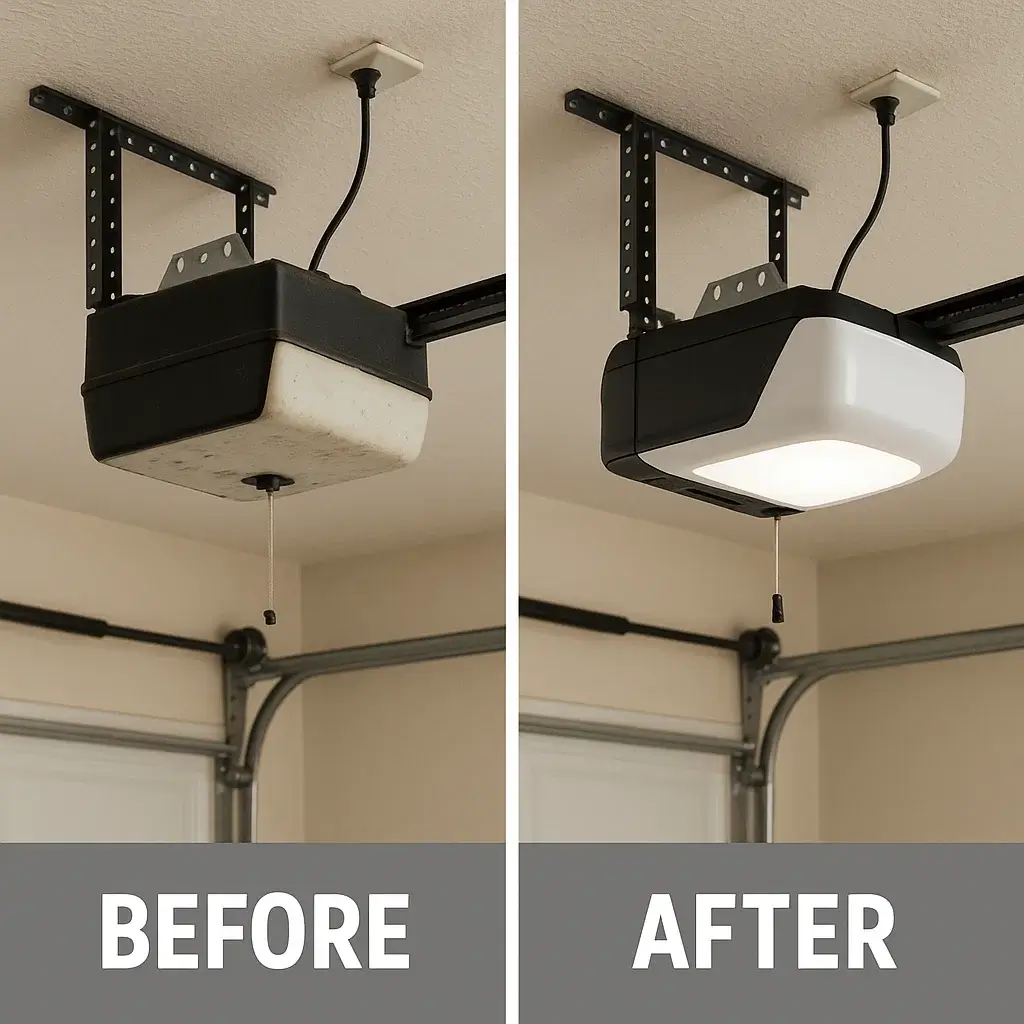 Before and after upgrade of garage door opener in Shavano Park TX